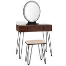 Industrial Makeup Dressing Table with 3 Lighting Modes-Rustic Brown by DirectDeals
