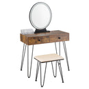Industrial Makeup Dressing Table with 3 Lighting Modes-Rustic Brown