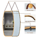 Modern Wall Mirror with Bamboo Frame and Adjustable Leather Strap by LJGDeals