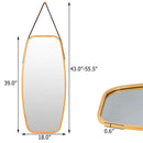 Modern Wall Mirror with Bamboo Frame and Adjustable Leather Strap by LJGDeals