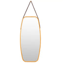 Modern Wall Mirror with Bamboo Frame and Adjustable Leather Strap by LJGDeals