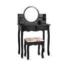 Makeup Vanity Table Set Girls Dressing Table with Drawers Oval Mirror by LJGDeals