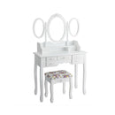 7 Drawer Tri-Folding Mirror Dressing Vanity Makeup Set