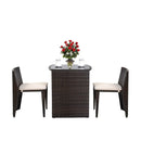 3 Pieces Cushioned Wicker Patio Bistro Set with No Assembly Needed by LJGDeals