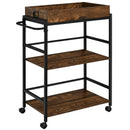 3-Tier Kitchen Serving Bar Cart with Lockable Casters and Handle Rack for Home Pub-Rustic Brown by LJGDeals