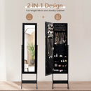 Mirrored Standing Jewelry Cabinet Storage Box-Black