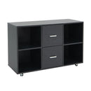 2 Drawer Wood Mobile File Cabinet with 4 Open Compartments-Black by DirectDeals