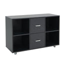 2 Drawer Wood Mobile File Cabinet with 4 Open Compartments-Black by LJGDeals
