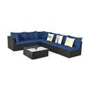 7 Pieces Sectional Wicker Furniture Sofa Set with Tempered Glass Top-Red by LJGDeals