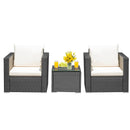 3 Pieces Patio Wicker Conversation Set with Cushion by LJGDeals