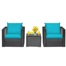 3 Pieces Patio Wicker Conversation Set with Cushion by LJGDeals