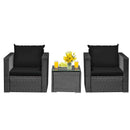 3 Pieces Patio Wicker Conversation Set with Cushion by LJGDeals