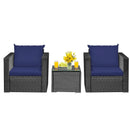 3 Pieces Patio Wicker Conversation Set with Cushion by LJGDeals