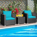 3 Pieces Patio Wicker Conversation Set with Cushion by LJGDeals