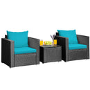 3 Pieces Patio Wicker Conversation Set with Cushion by LJGDeals