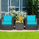 3 Pieces Patio Wicker Conversation Set with Cushion by LJGDeals