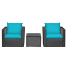 3 Pieces Patio Wicker Conversation Set with Cushion by LJGDeals