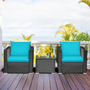 3 Pieces Patio Wicker Conversation Set with Cushion by LJGDeals