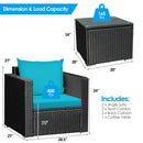 3 Pieces Patio Wicker Conversation Set with Cushion by LJGDeals