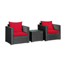 3 Pieces Patio Wicker Conversation Set with Cushion by LJGDeals