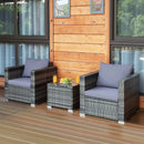 3 Pcs Patio Rattan Furniture Bistro Sofa Set with Cushioned-Navy by LJGDeals