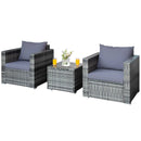 3 Pcs Patio Rattan Furniture Bistro Sofa Set with Cushioned-Navy by LJGDeals