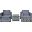 3 Pcs Patio Rattan Furniture Bistro Sofa Set with Cushioned-Navy by LJGDeals