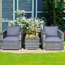 3 Pcs Patio Rattan Furniture Bistro Sofa Set with Cushioned-Navy by LJGDeals
