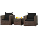 3 Pcs Patio Conversation Rattan Furniture Set with Cushion by LJGDeals