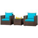 3 Pcs Patio Conversation Rattan Furniture Set with Cushion-Black by DirectDeals