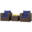 3 Pcs Patio Conversation Rattan Furniture Set with Cushion by LJGDeals