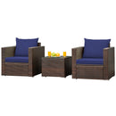 3 Pcs Patio Conversation Rattan Furniture Set with Cushion-Black by DirectDeals