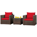 3 Pcs Patio Conversation Rattan Furniture Set with Cushion by LJGDeals