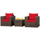 3 Pcs Patio Conversation Rattan Furniture Set with Cushion-Black by DirectDeals