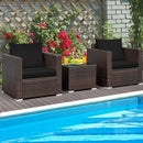 3 Pcs Patio Conversation Rattan Furniture Set with Cushion by LJGDeals