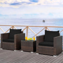 3 Pcs Patio Conversation Rattan Furniture Set with Cushion by LJGDeals
