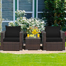 3 Pcs Patio Conversation Rattan Furniture Set with Cushion by LJGDeals