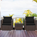 3 Pcs Patio Conversation Rattan Furniture Set with Cushion by LJGDeals