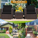 3 Pcs Patio Conversation Rattan Furniture Set with Cushion by LJGDeals