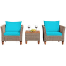 3 Pieces Patio Rattan Furniture Set with Washable Cushion for Yard Porch by LJGDeals
