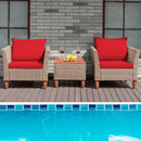 3 Pieces Patio Rattan Furniture Set with Washable Cushion for Yard Porch by LJGDeals