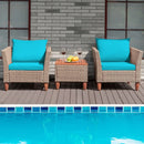 3 Pieces Patio Rattan Furniture Set with Washable Cushion for Yard Porch by LJGDeals