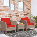 3 Pieces Patio Rattan Furniture Set with Washable Cushion for Yard Porch by LJGDeals