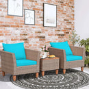 3 Pieces Patio Rattan Furniture Set with Washable Cushion for Yard Porch by LJGDeals