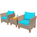 3 Pieces Patio Rattan Furniture Set with Washable Cushion for Yard Porch by LJGDeals