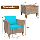 3 Pieces Patio Rattan Furniture Set with Washable Cushion for Yard Porch by LJGDeals