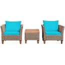 3 Pieces Patio Rattan Furniture Set with Washable Cushion for Yard Porch by LJGDeals