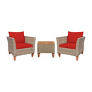 3 Pieces Patio Rattan Furniture Set with Washable Cushion for Yard Porch by DirectDeals