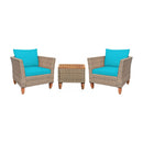 3 Pieces Patio Rattan Furniture Set with Washable Cushion for Yard Porch by DirectDeals