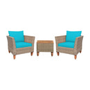 3 Pieces Patio Rattan Furniture Set with Washable Cushion for Yard Porch by LJGDeals